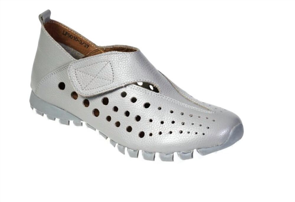 NEW LITFOOT women's leather velcro shoe in grey